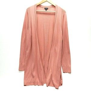 Torrid Cotton Womens Coral Duster Cardigan Lightweight Sweater Sz 1 Long Sleeve